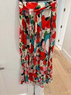 Velvet by Graham & Spencer Floral Satin Midi Skirt Size M”